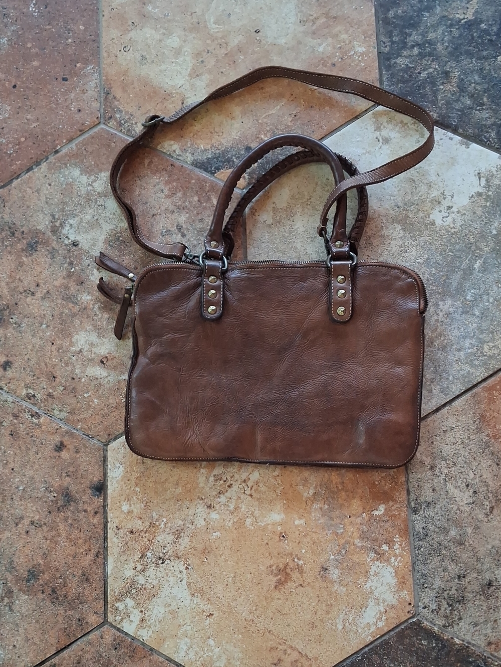 Costanza Rota Classic Brown ItalianLeather Satchel Handbag